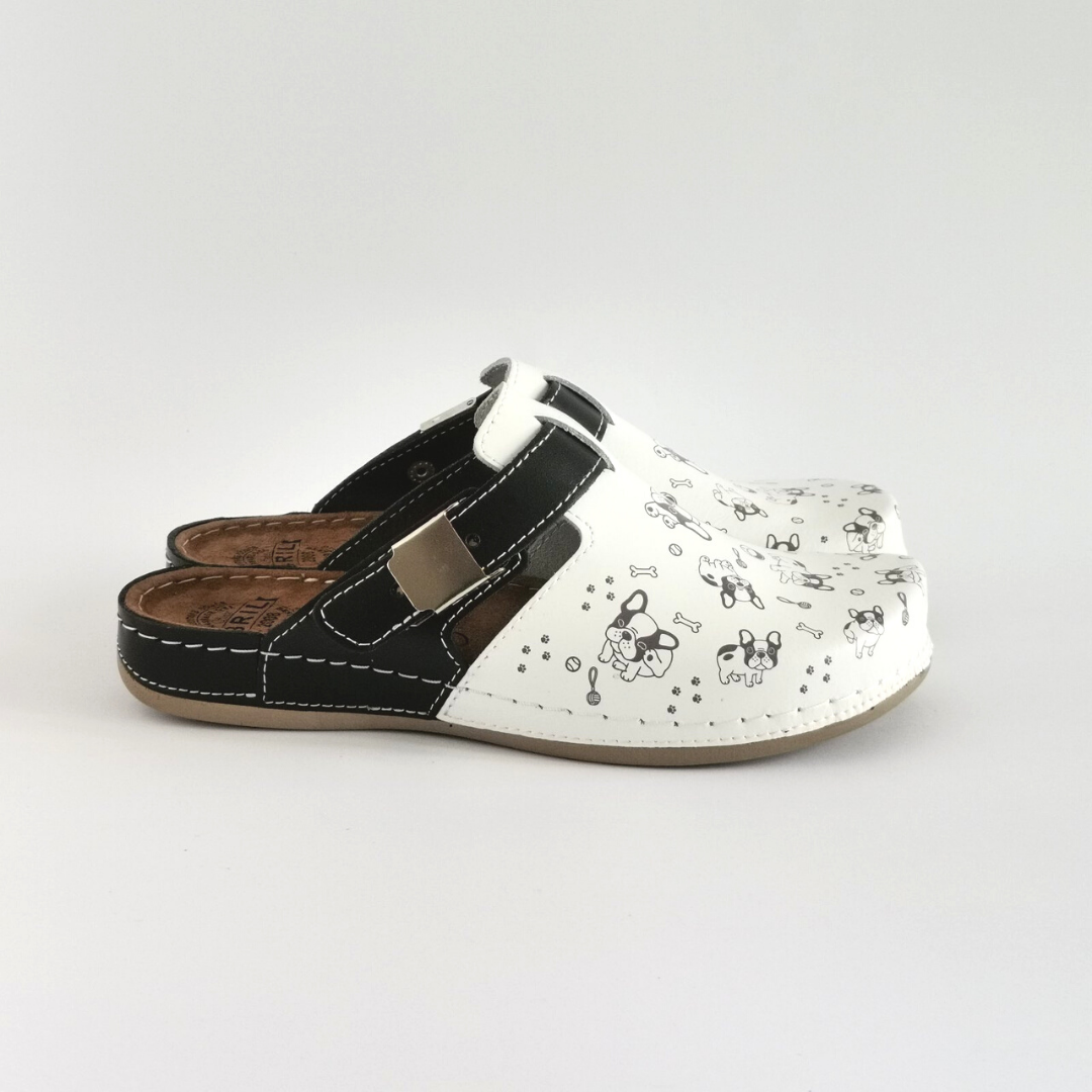 Bril Fashion Clog house black, natural leather