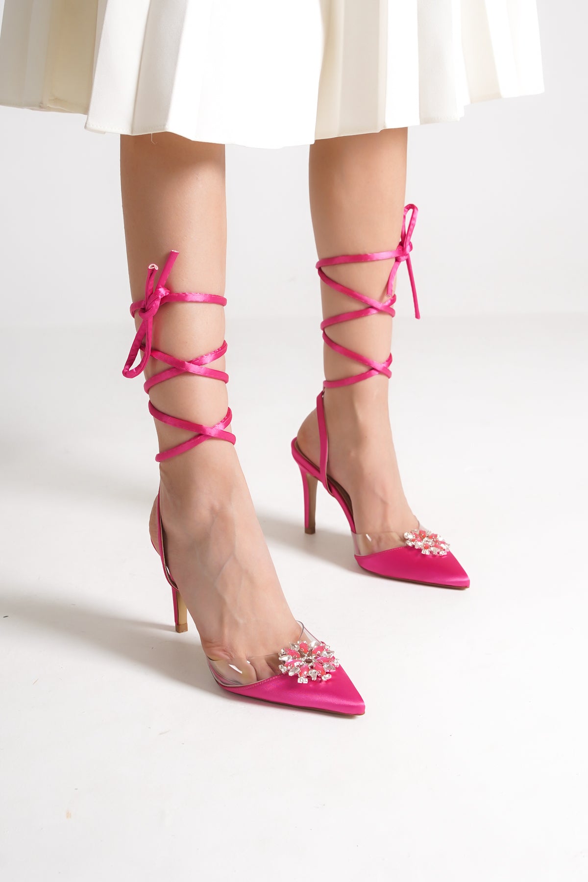 Capone sandals high heels 465-1015-STN-01-0001 cyclamen